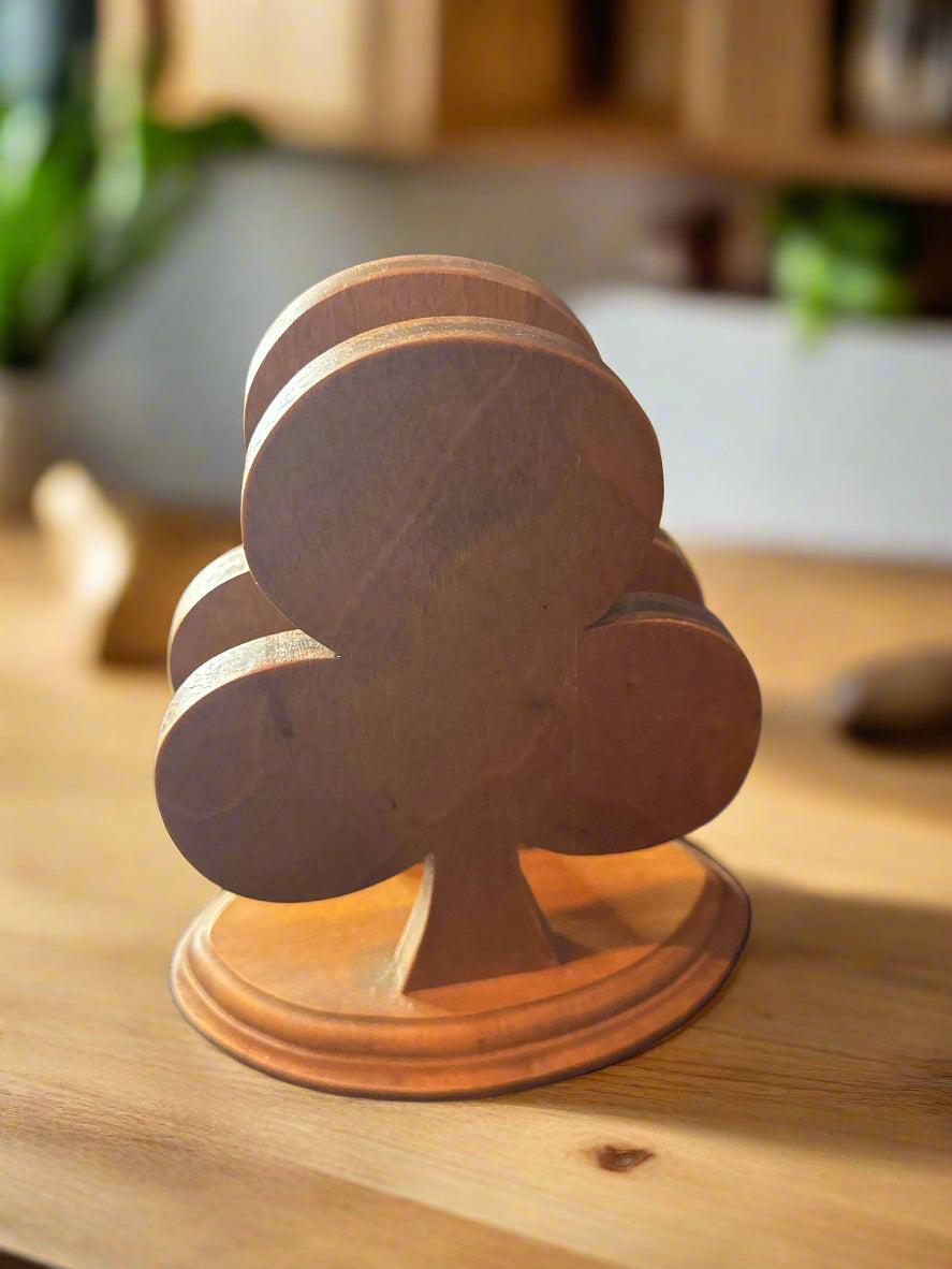 Clubs Napkin Holder Wooden 7.5" Tall x 6.5" Wide