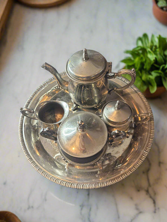 Decorators Choice 7 Piece Silver Plated. Mini Coffee Set Child's Set 5.25" Tall Tea Pot