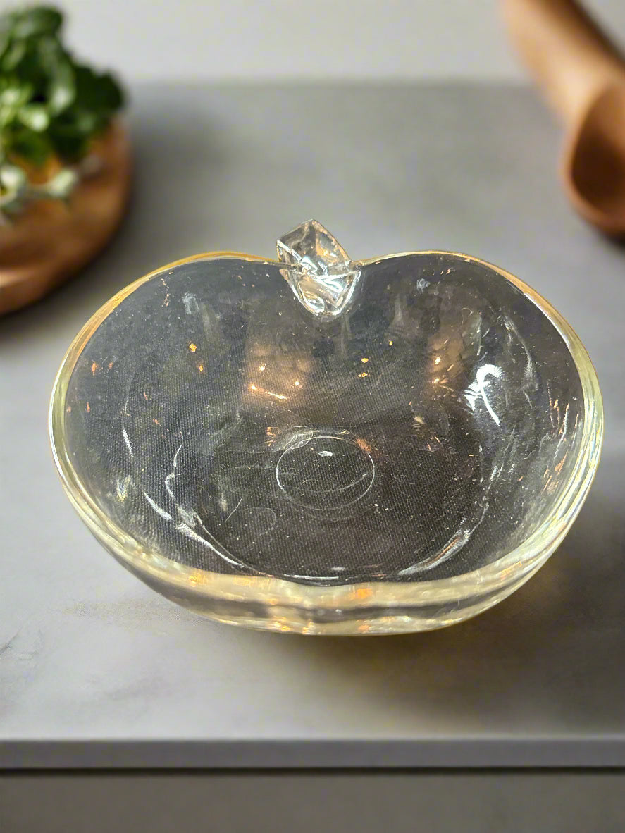Hazel Atlas Glass 4.75" Wide Apple Dessert Bowls (4) Plus One Smaller Apple Nut Bowl 3.75" Wide