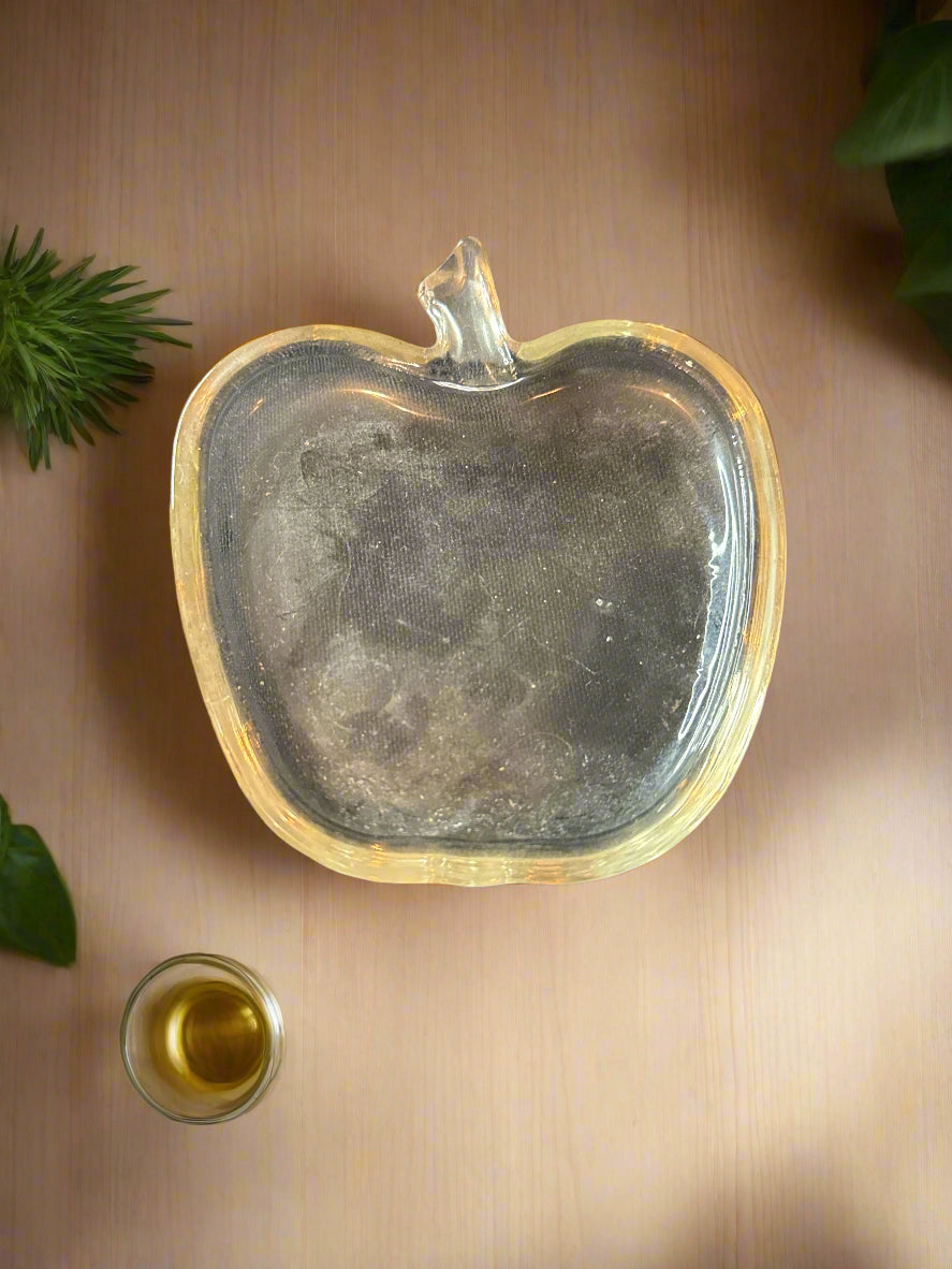 Hazel Atlas Glass 4.75" Wide Apple Dessert Bowls (4) Plus One Smaller Apple Nut Bowl 3.75" Wide