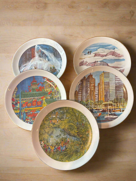 Five (5) Chicago Collection Franklin McMahon 8" Plates 1972, 1974, 1977 (2), 1979
