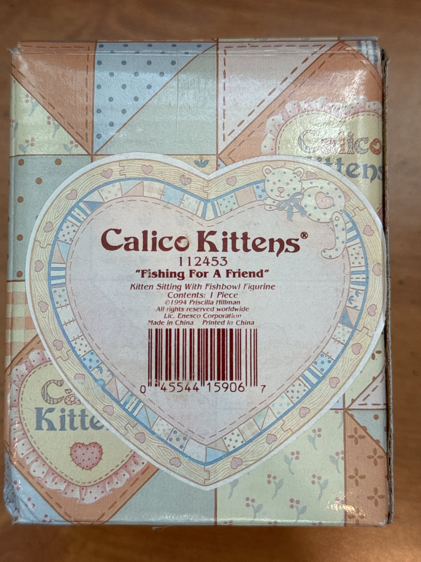 Calico Kittens Figurine Fishing For A Friend Enesco 1994 New in Box