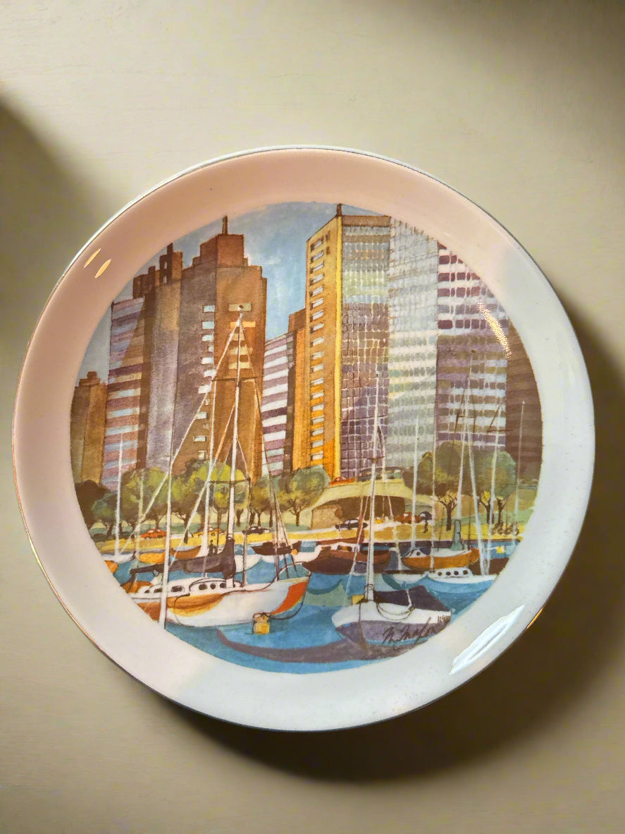 Five (5) Chicago Collection Franklin McMahon 8" Plates 1972, 1974, 1977 (2), 1979
