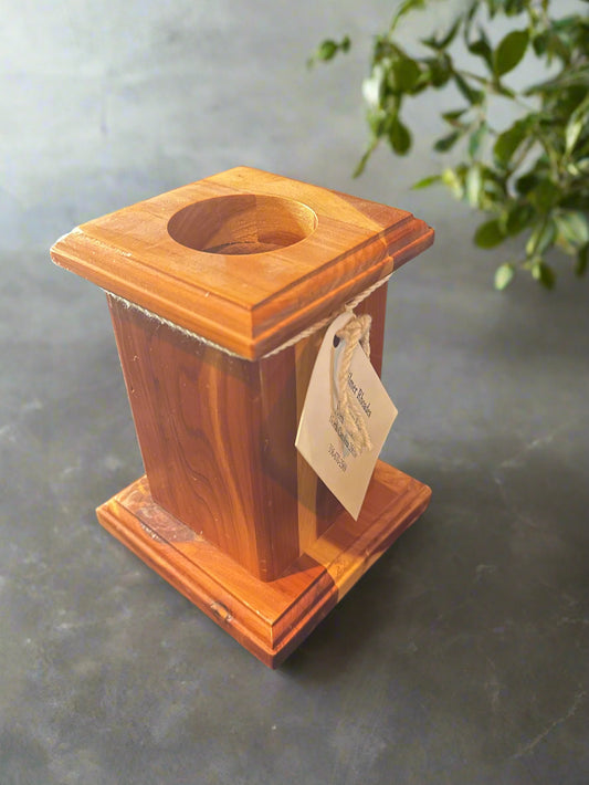 Wooden Tea Light Holder Expertly Handmade by Gilmer Rhoades North Wilkesboro, NC 6" Tall