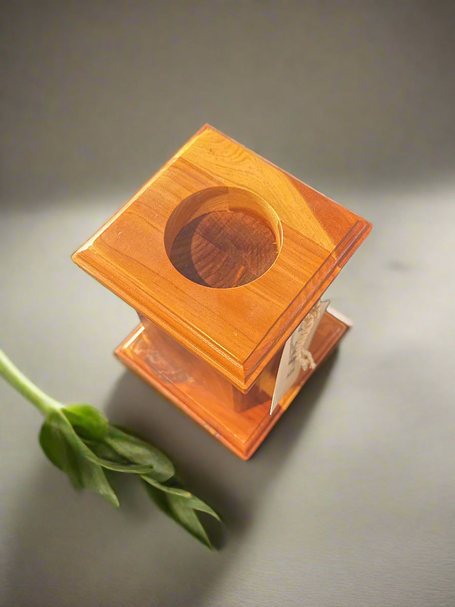 Wooden Tea Light Holder Expertly Handmade by Gilmer Rhoades North Wilkesboro, NC 6" Tall
