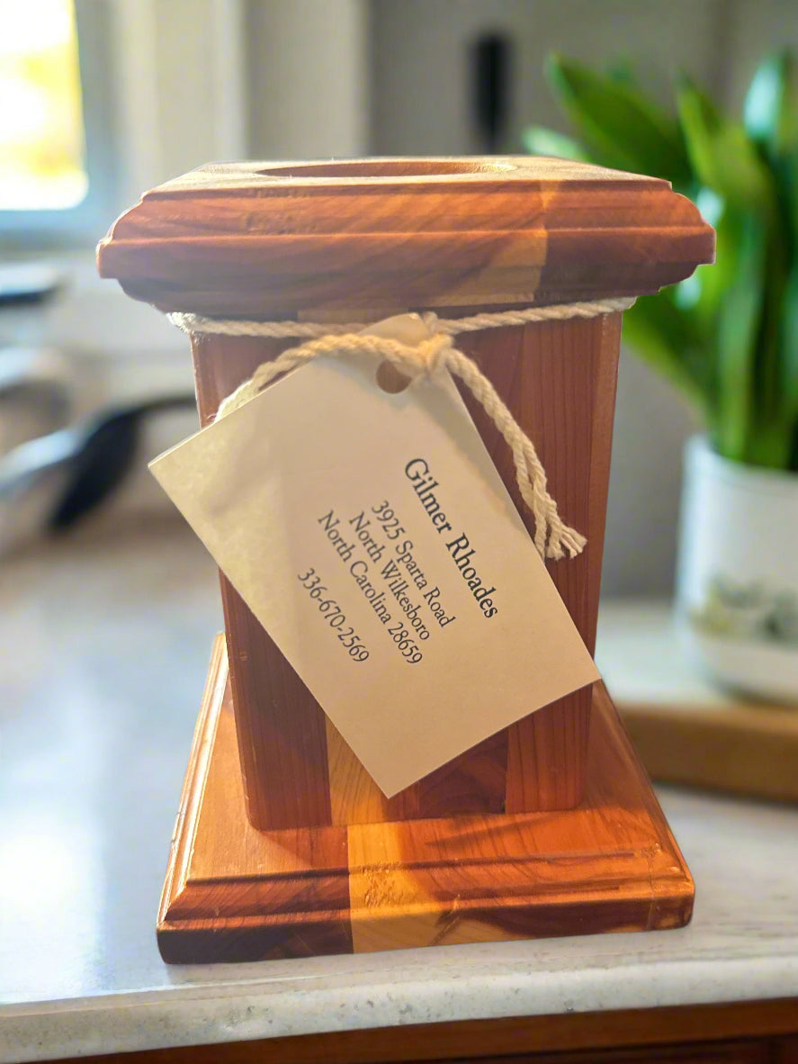 Wooden Tea Light Holder Expertly Handmade by Gilmer Rhoades North Wilkesboro, NC 6" Tall
