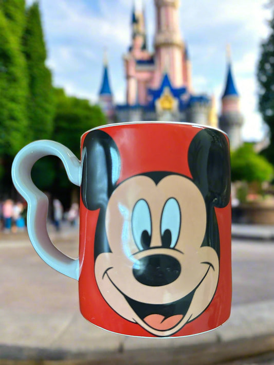 Disney Mickey Mouse Signature Red 3D Coffee Cup Mug Silhouette Ear Handle 3.75" Tall