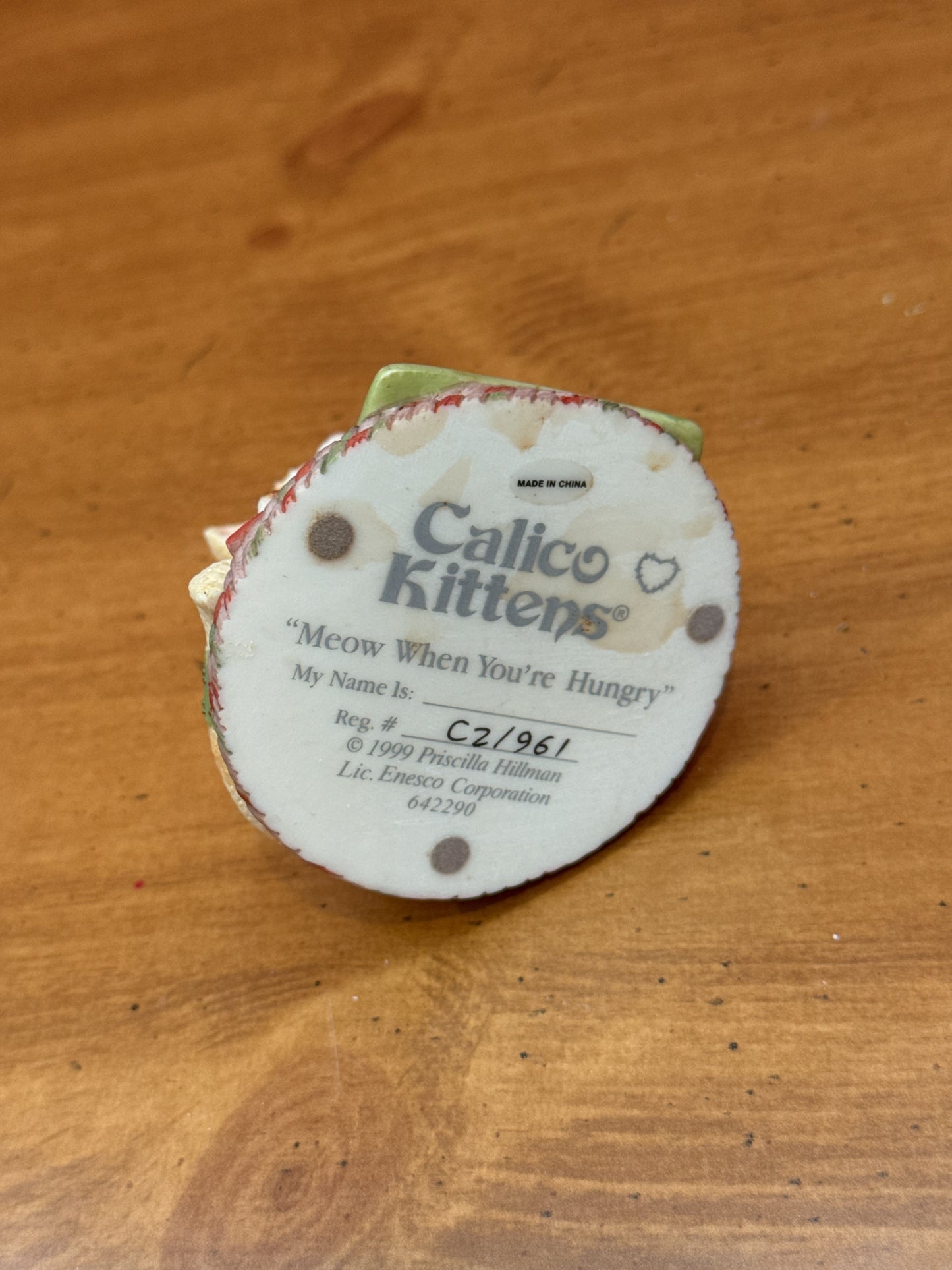 Calico Kittens Figurine Enesco Meow When You're Hungry New in Box