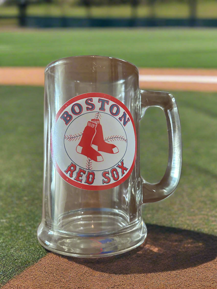 Boston Red Sox Glass Mug 5.5" Tall Thick Glass Official MLB Merchandise