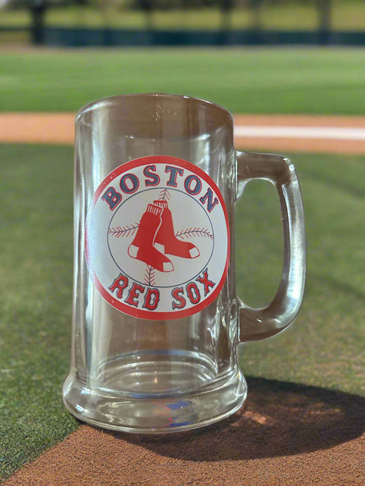 Boston Red Sox Glass Mug 5.5" Tall Thick Glass Official MLB Merchandise
