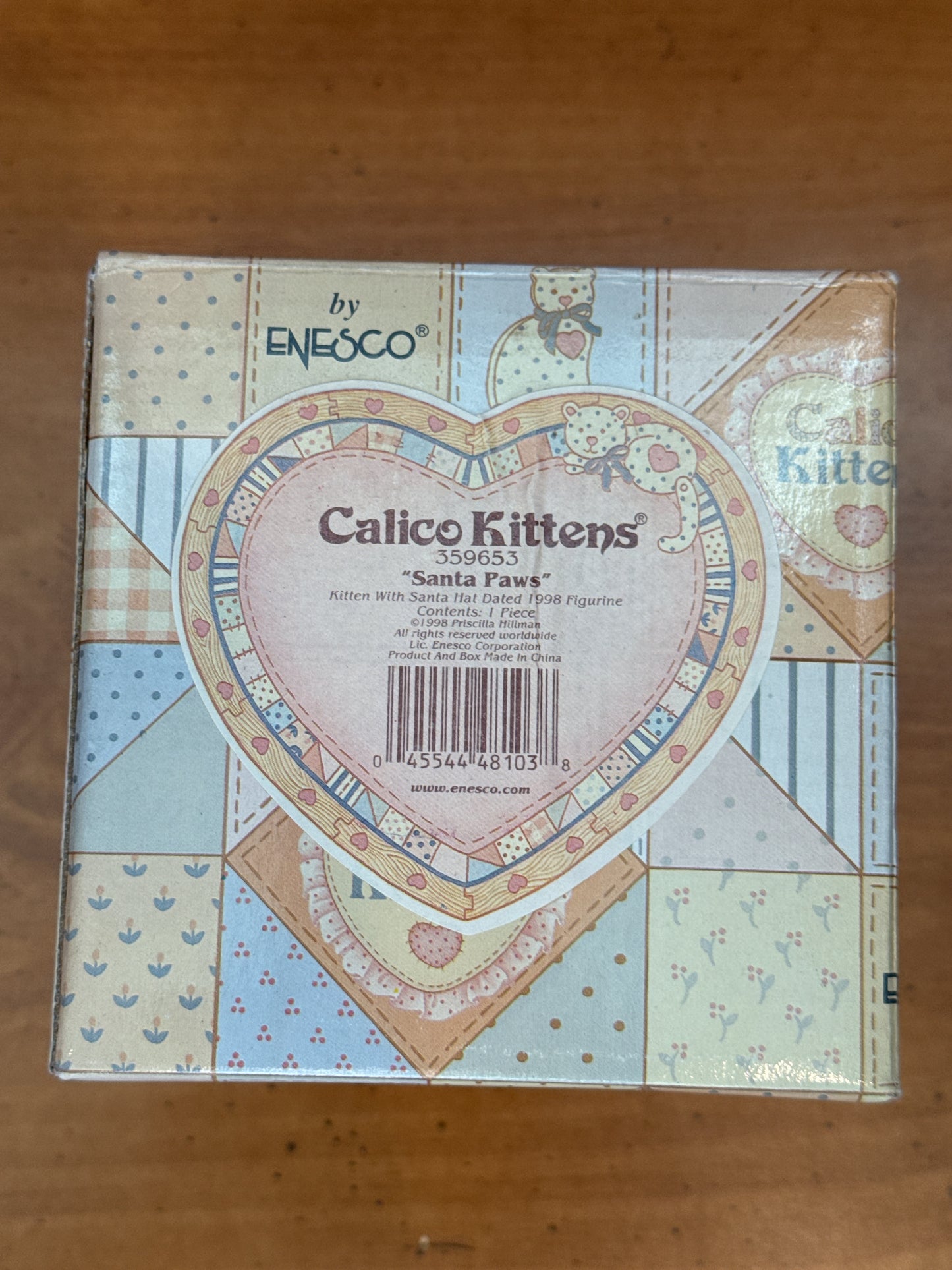 Calico Kittens Figurine Enesco 1998 Christmas Santa Paws New in Box