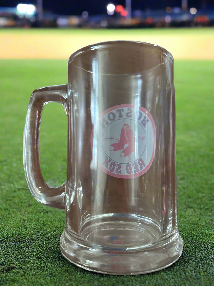 Boston Red Sox Glass Mug 5.5" Tall Thick Glass Official MLB Merchandise