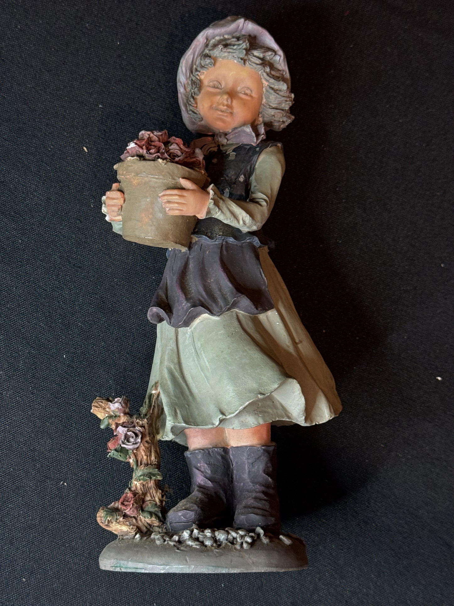 Meerchi Vintage Girl with Flowers Figurine No Base 9.5" Tall