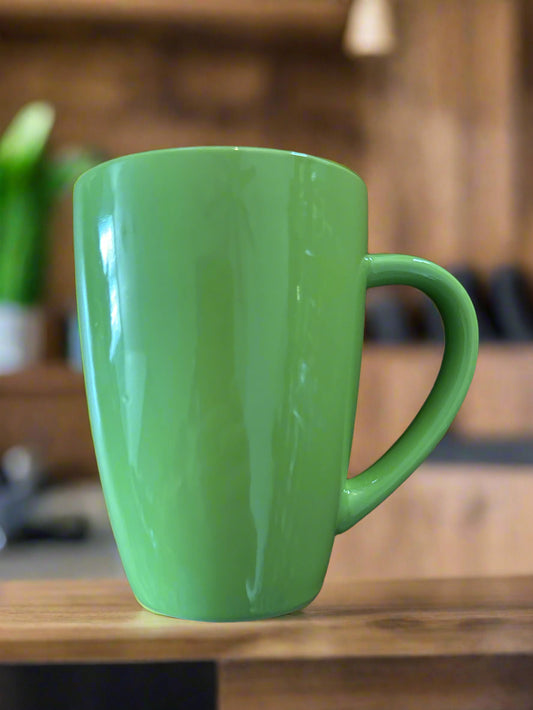 Lime Green Ceramic Coffee Cup Mug White Interior 4 7/8" Tall