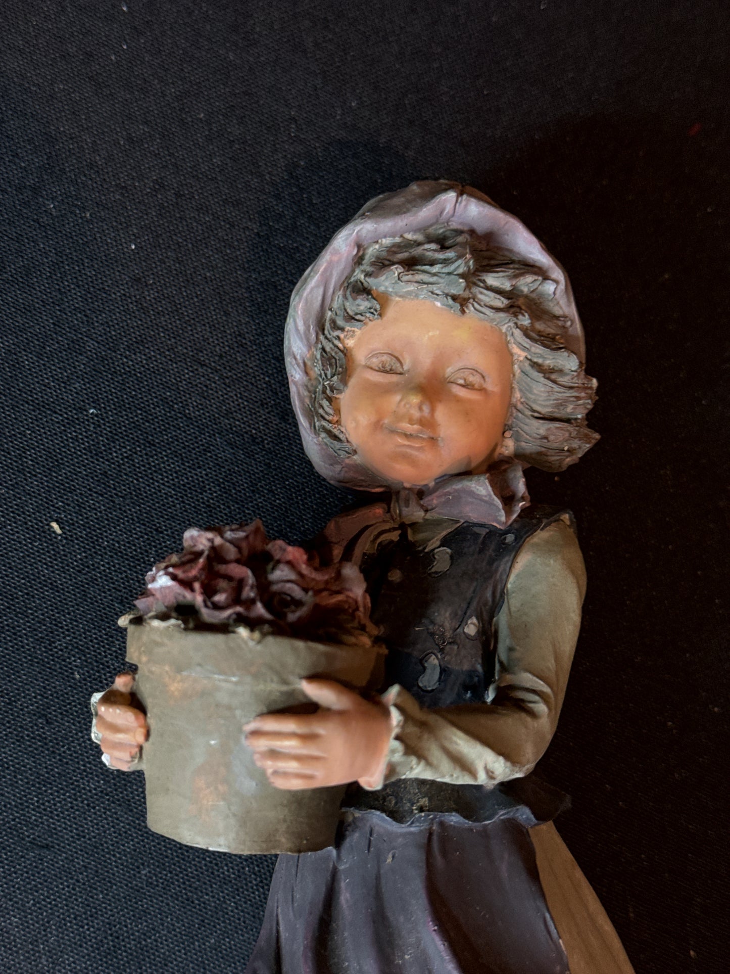 Meerchi Vintage Girl with Flowers Figurine No Base 9.5" Tall
