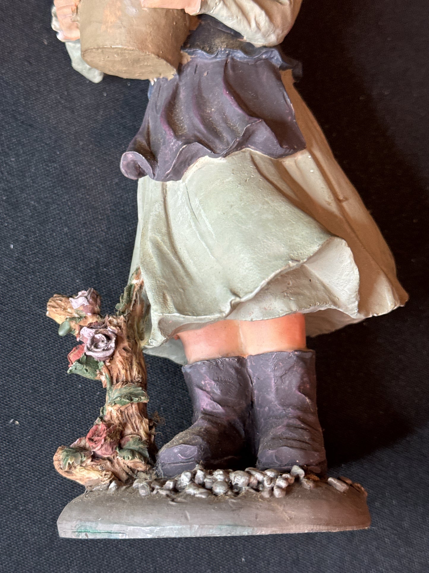 Meerchi Vintage Girl with Flowers Figurine No Base 9.5" Tall