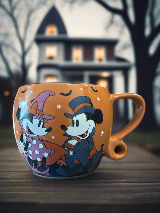 Disney Mickey & Minnie Mouse Happy Halloween. Coffee Mug Cup 16 ounce 3.5" Tall, 4" Wide