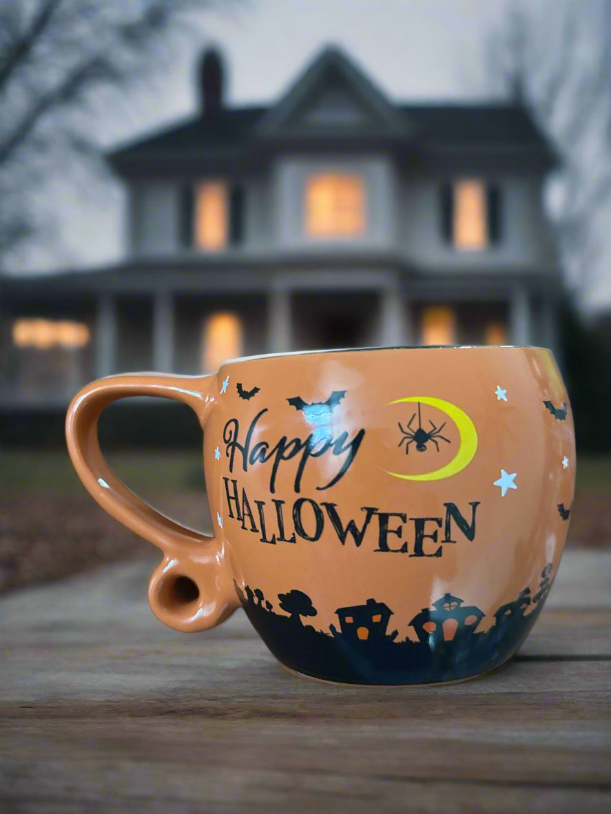 Disney Mickey & Minnie Mouse Happy Halloween. Coffee Mug Cup 16 ounce 3.5" Tall, 4" Wide