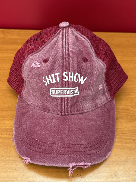 Shit Show Supervisor Baseball Cap Hap Purposefully Distressed New Never Worn Snapback