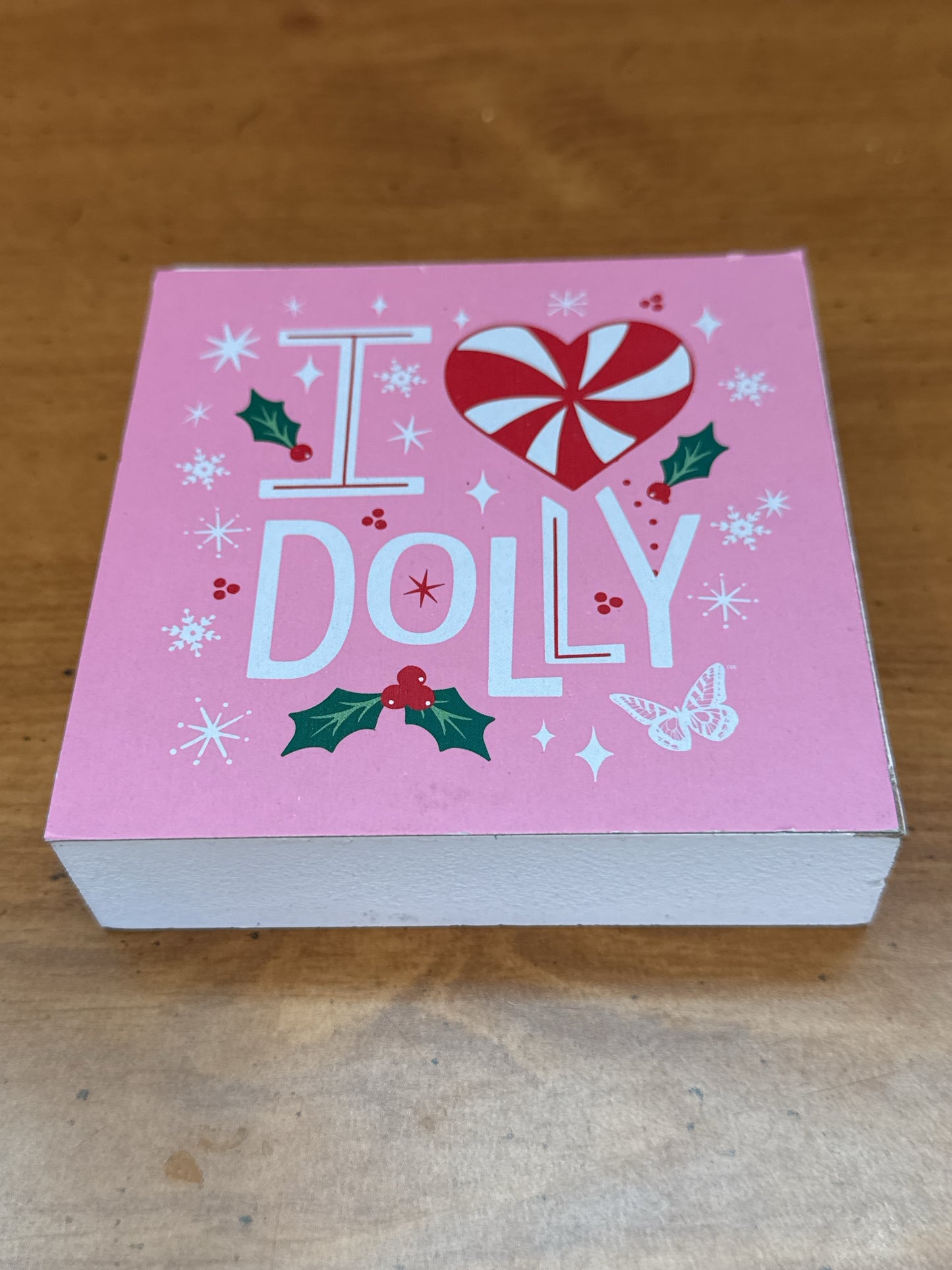 I Love Dolly Parton Christmas Themed Wood Block 4" New
