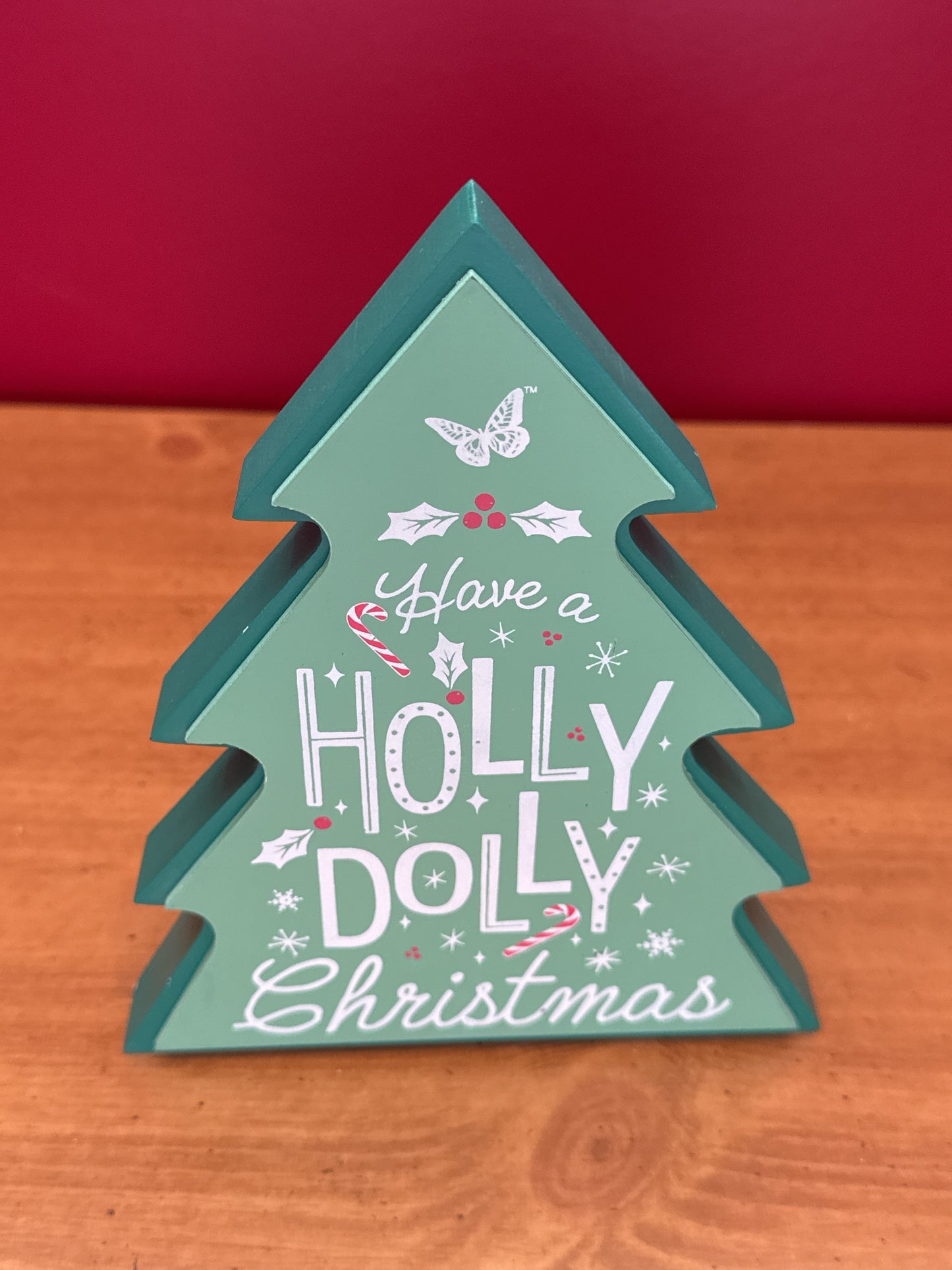 Have a Holly Dolly Christmas Dolly Parton Christmas Themed Tree Wood Block 4" New