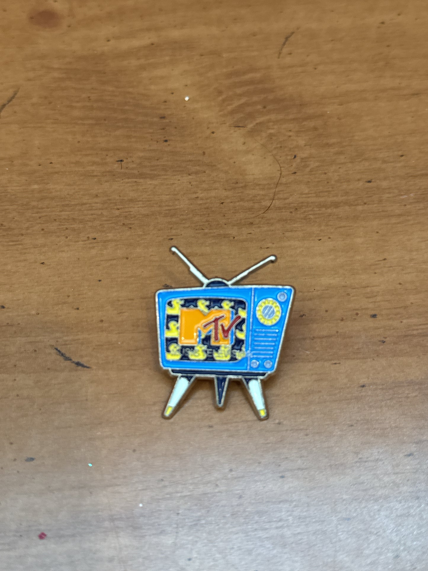 Retro Style Gold Plated MTV Television Enamel Pin