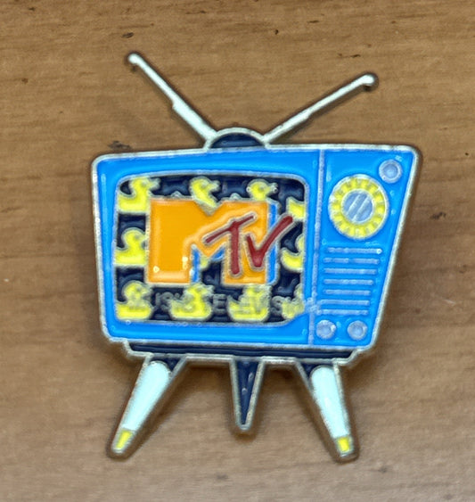Retro Style Gold Plated MTV Television Enamel Pin