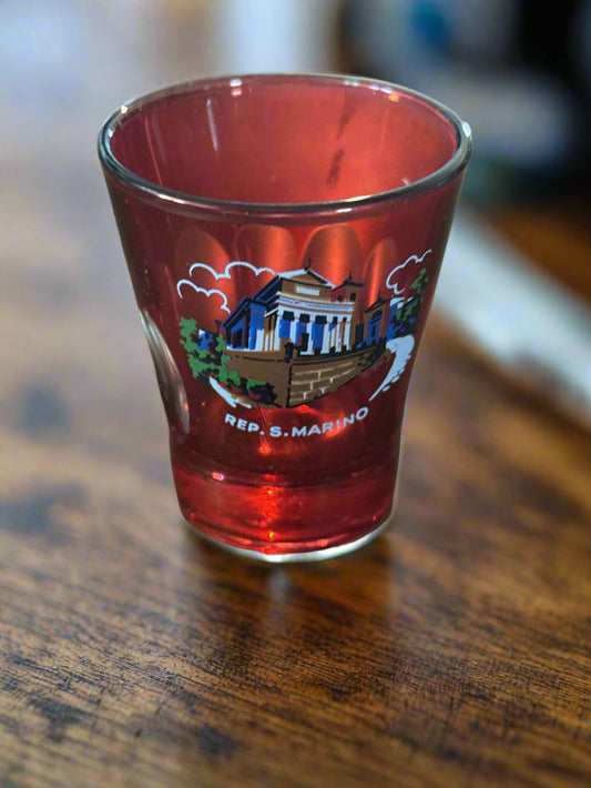 Republic of San Marino Red Glass Shot Glass 2.75" Tall