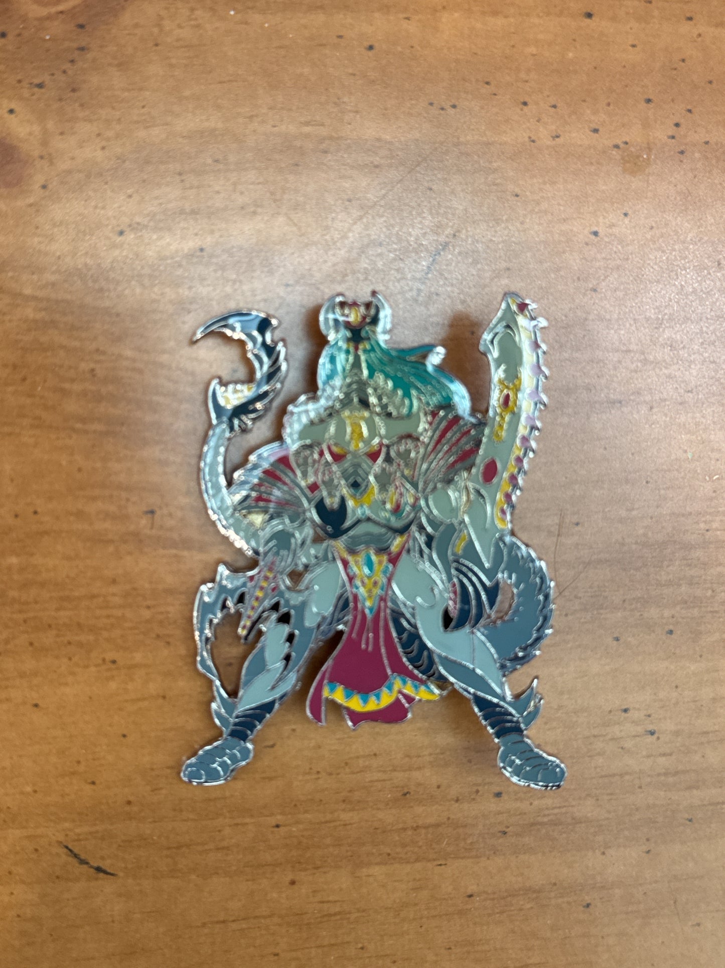 Enamel Pin Warrior Blue/Red Alien Looking Figure