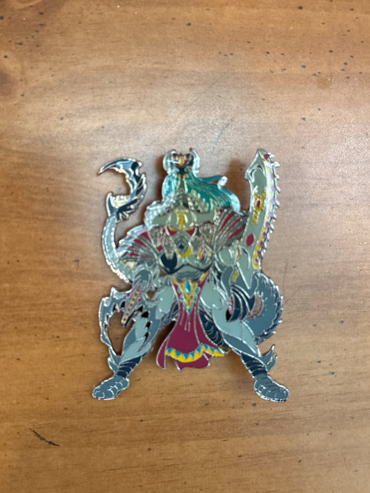 Enamel Pin Warrior Blue/Red Alien Looking Figure Large