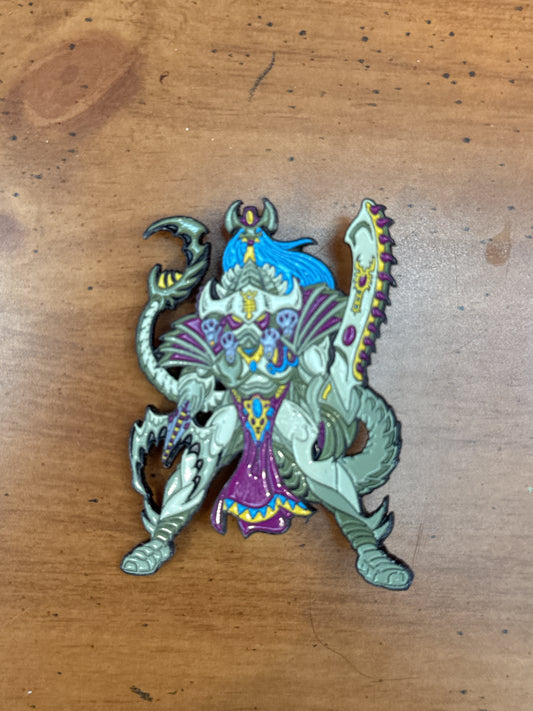Enamel Pin Warrior Purple/Blue/Gray Alien Looking Figure Large