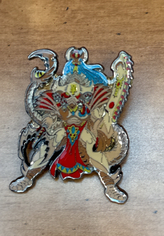 Metal Enamel Pin Warrior Red/Blue/Brown Alien Looking Figure Small