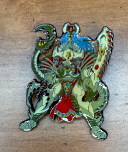 Metal Enamel Pin Warrior Red/Blue/Green Alien Looking Figure Small