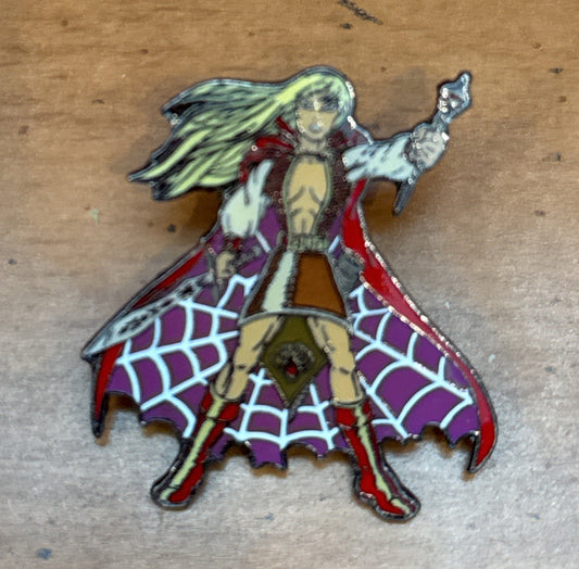 Enamel Pin Warrior Red Cape Purple Web Cape Small