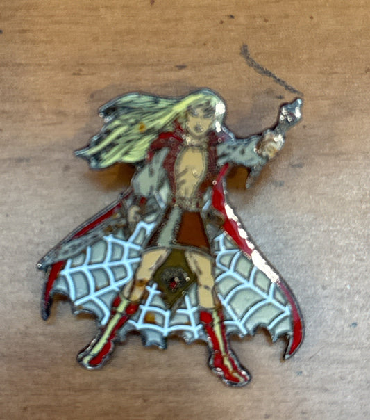 Enamel Pin Warrior Red Cape Tan Web Cape Small