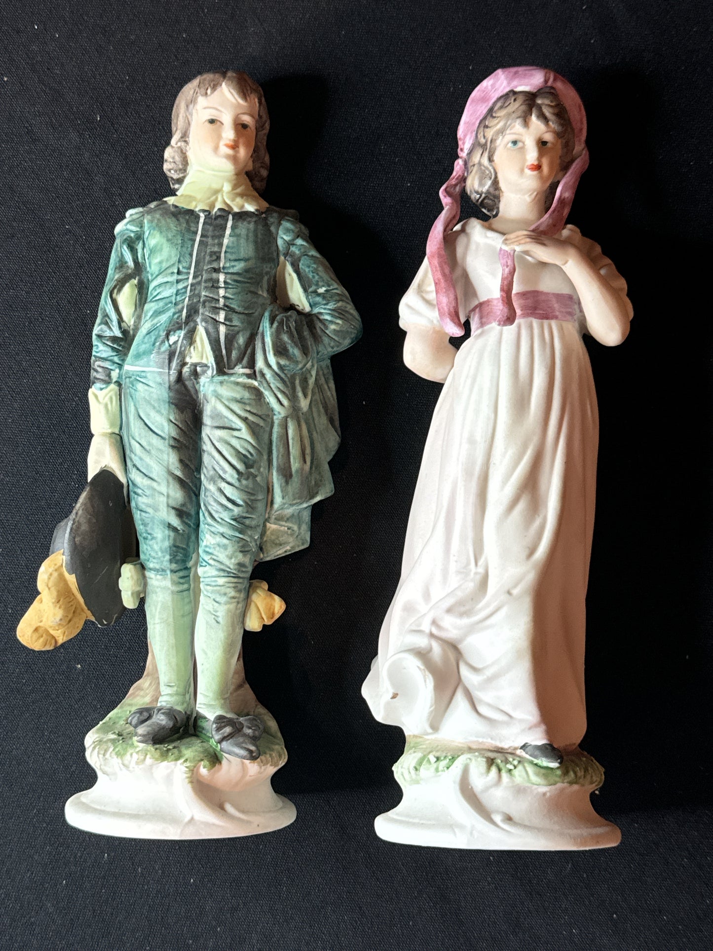 Norleans Little Blue Boy and Pinky Figurines Japan 10" Tall Excellent Condition.