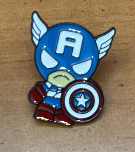 Baby Captain America Metal Enamel Pin Stan Lee Marvel Comic Book Small