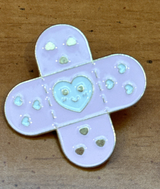 Band-Aid Heart Metal Enamel Pin Cute Nurse RN Gift Small