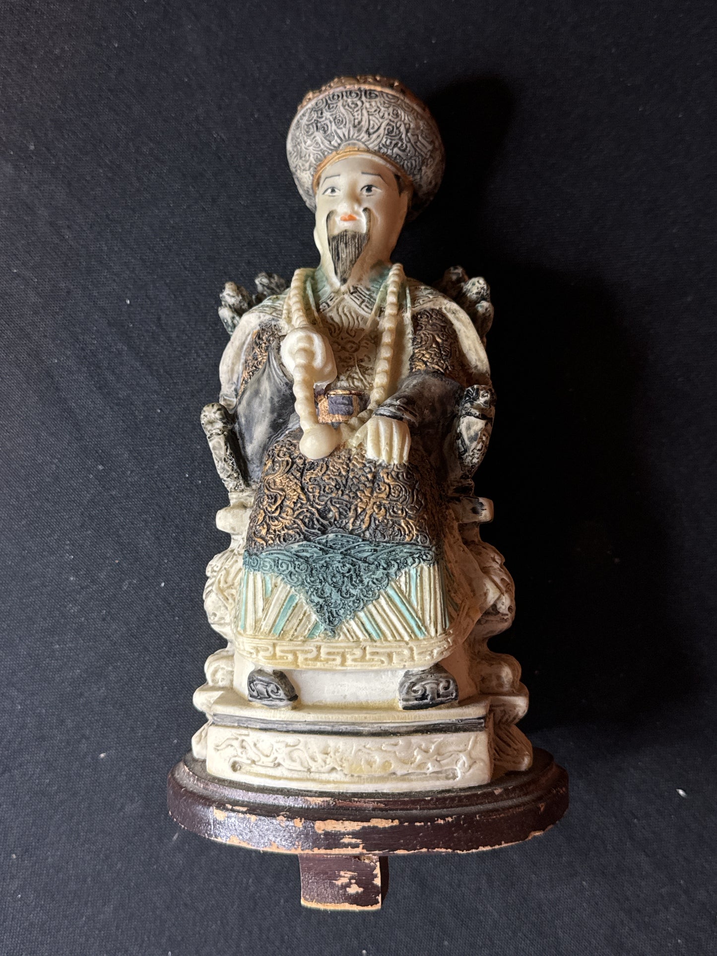 Vintage Chinese Emperor & Empress Resin Statues Figurines Made in Taiwan