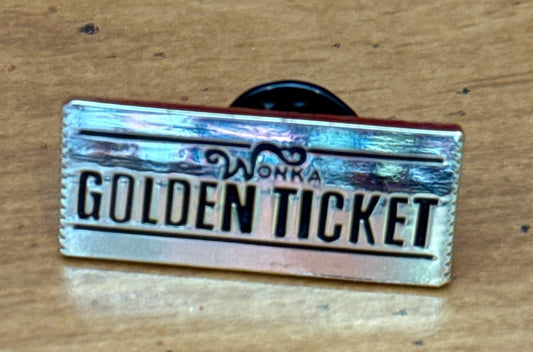 Willy Wonka Golden Ticket Chocolate Factory Metal Enamel Pin Badge Lapel Brooch Small