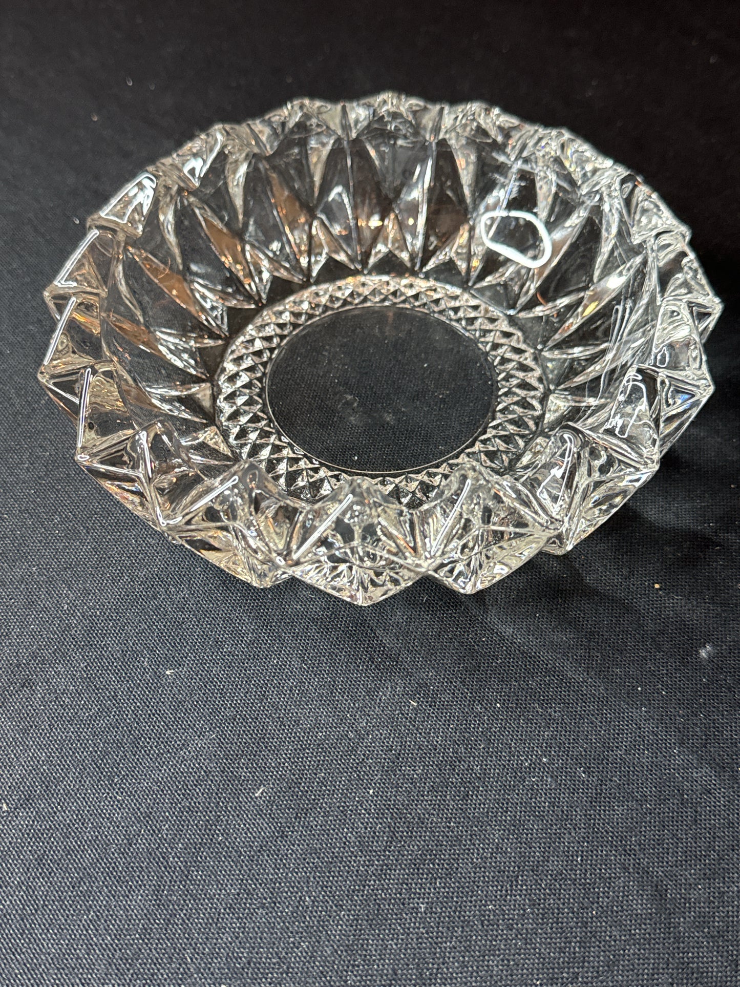 Vintage Heavy Clear Crystal Glass, Cigarette/Cigar 6.25" Wide Ashtray Kig Indonesia