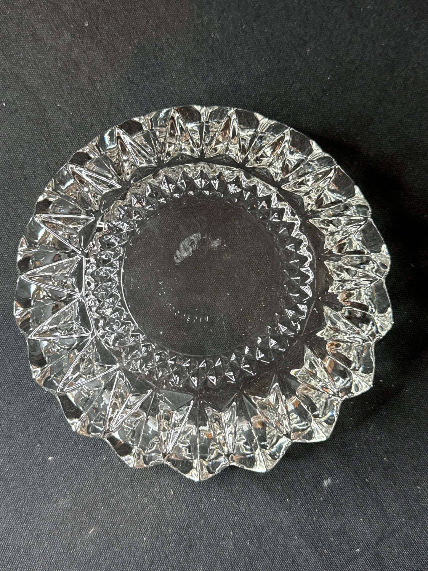 Vintage Heavy Clear Crystal Glass, Cigarette/Cigar 6.25" Wide Ashtray Kig Indonesia