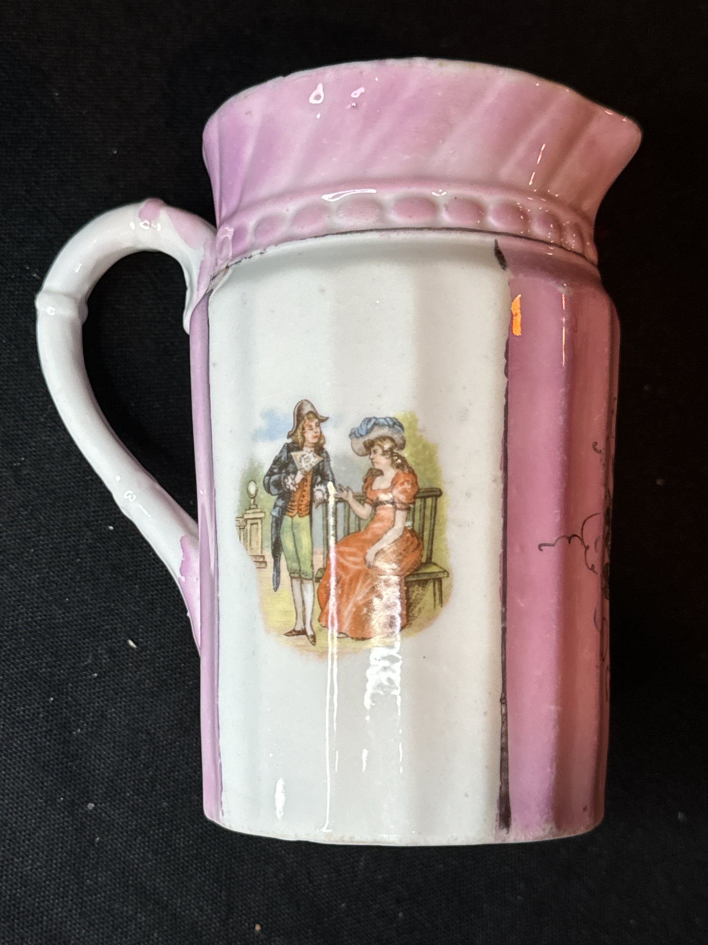 Vintage Pair of Lovers Pink and White Creamer Made in Germany "R" Mark on Bottom 5.25"