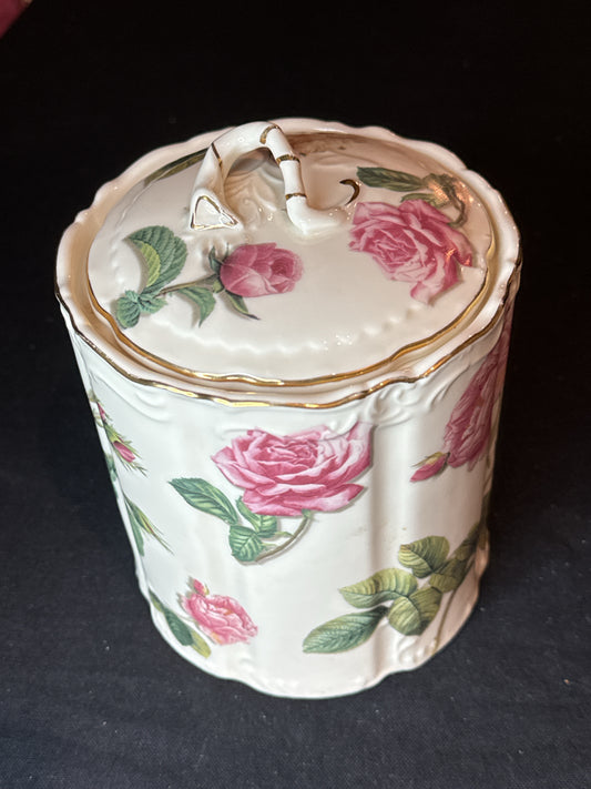 Burton & Burton Storage Jar w/ Lid 6.5" Tall w/ Gold Trim Clean Piece Excellent condition