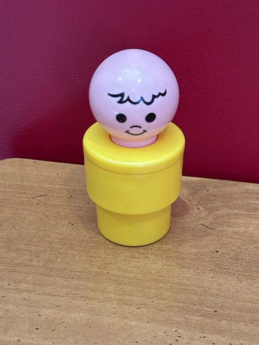 Vintage Fisher Price Jumbo XL Little People 3.5" Bath Toy 1974 Yellow