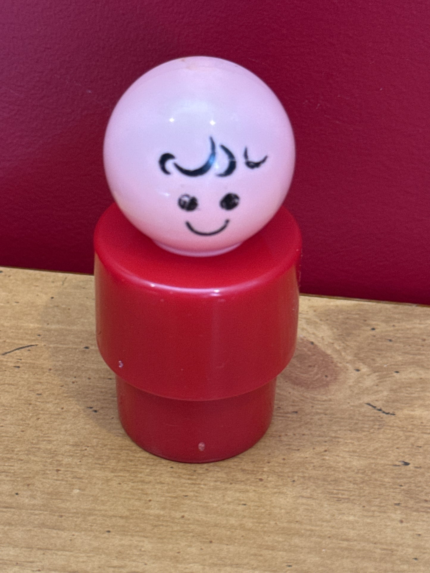 Vintage Fisher Price Jumbo XL Little People 3.5" Bath Toy 1974 Red
