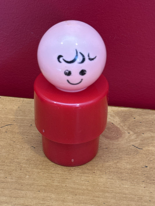 Vintage Fisher Price Jumbo XL Little People 3.5" Bath Toy 1974 Red