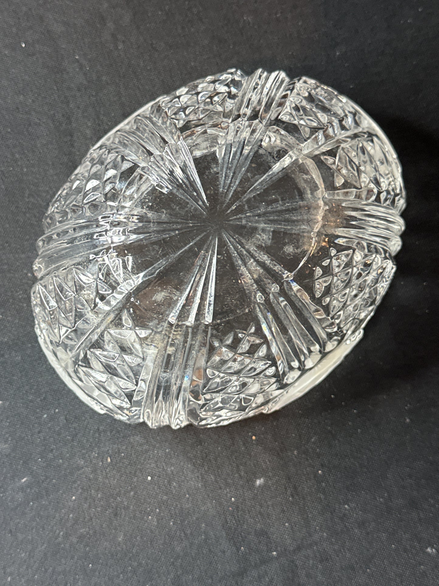 Frosted Rose Design Lead Crystal Glass Bowl 6.75" x 5.25" x 3.75 Tall