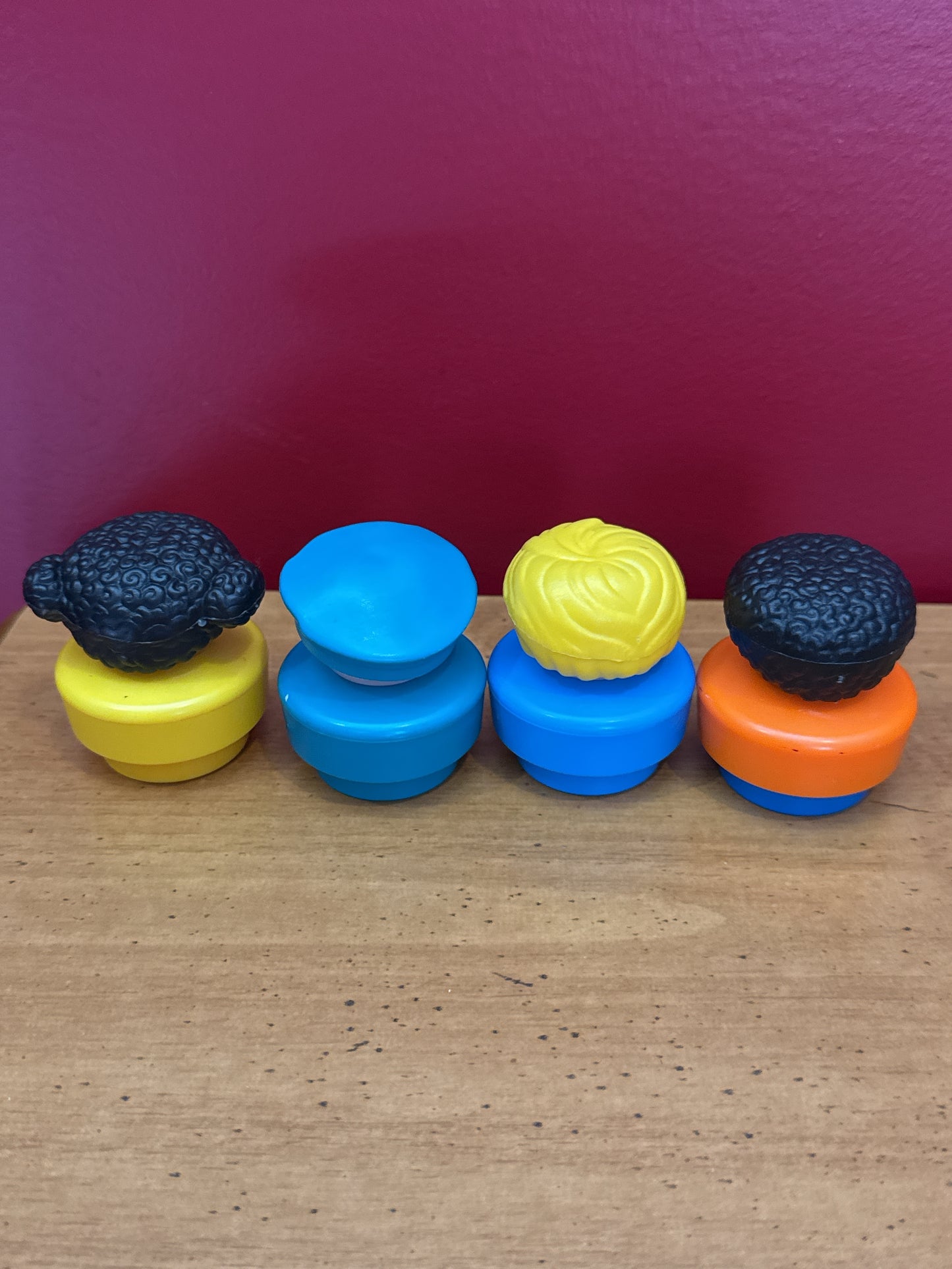 Vintage 1990s Fisher Price Chunky 2" Little People Set of 4 No Duplicates