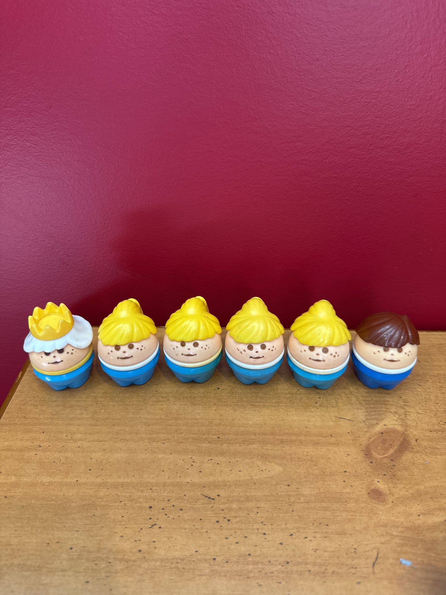 Toddle Tots Waffle Blocks Vintage Loose 2" Figure Lot Little Tikes Set of 6 Blonde Girls Queen Boy